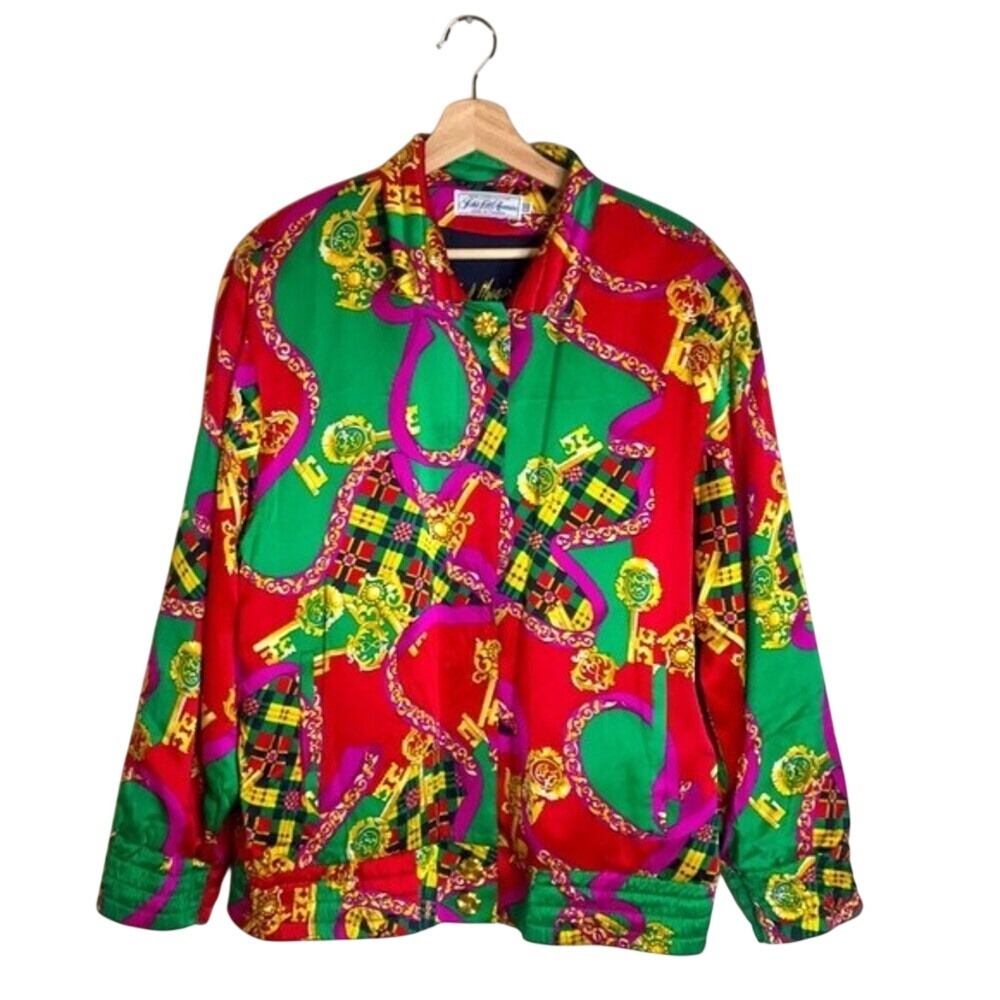 Saks Fifth Avenue Women's Peter Nygard Vintage Artsy Bomber Jacket Size 10